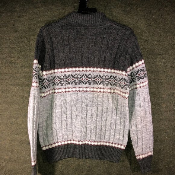 Jentzen Sweater Size Medium Grey Long Sleeve Big Collar Snow‎ Flake - Picture 4 of 4